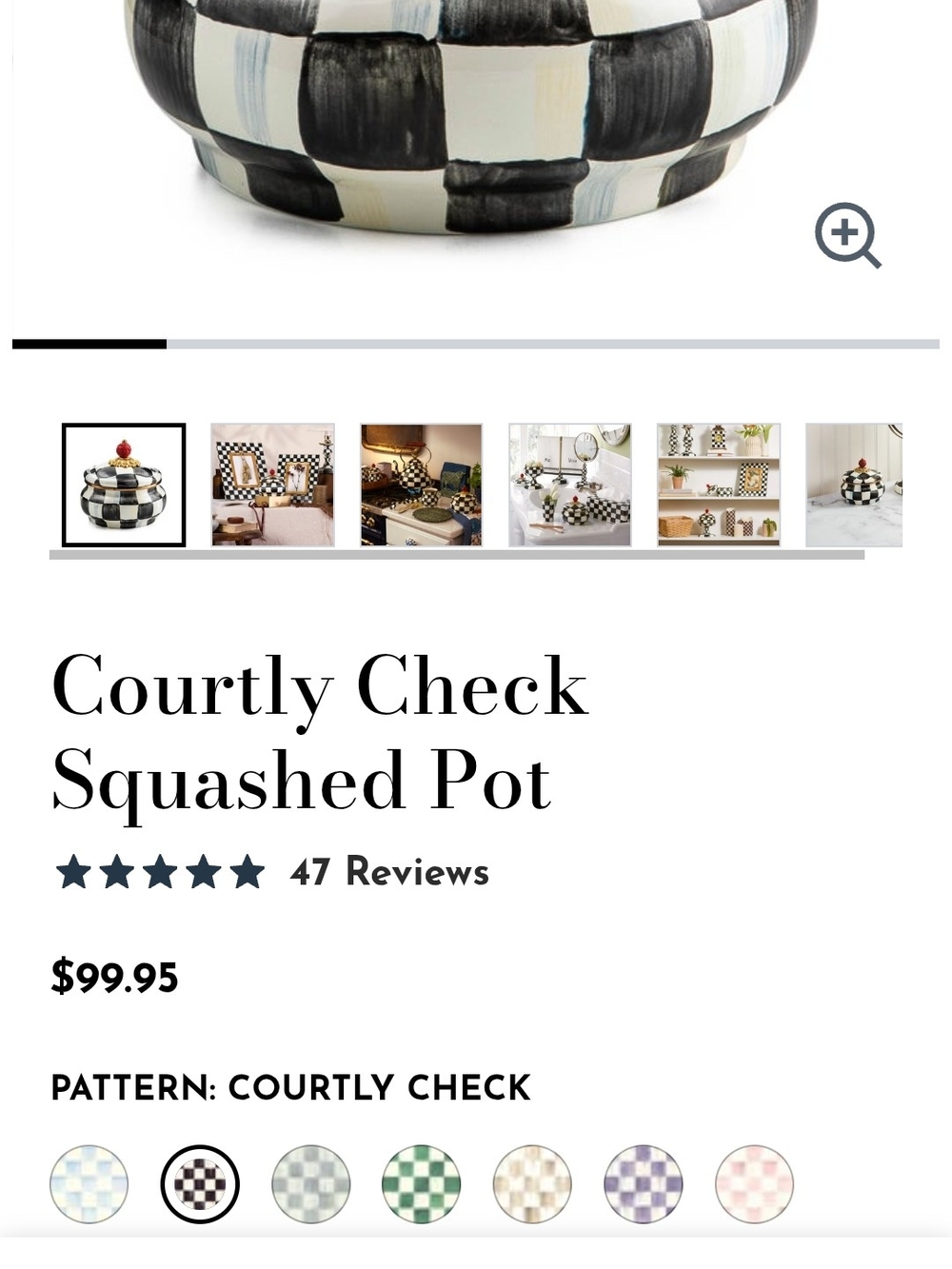 MacKenzie-Childs Courtly Check Squashed Pot Canister - Picture 5 of 6